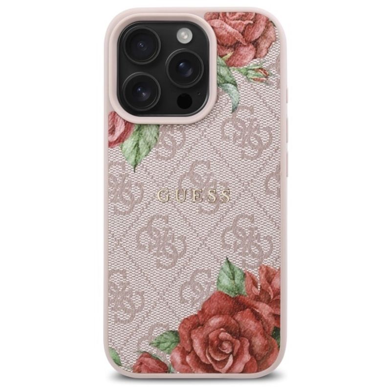 Laptop, Telefoane si Tablete - Telefoane mobile si accesorii - Accesorii Telefoane - Huse telefoane - Husa pentru iPhone 16 Pro Max - Guess Hardcase 4G Flower Print MagSafe (GUHMP16XP4ROPEMCP) - Roz - Infinity.ro
