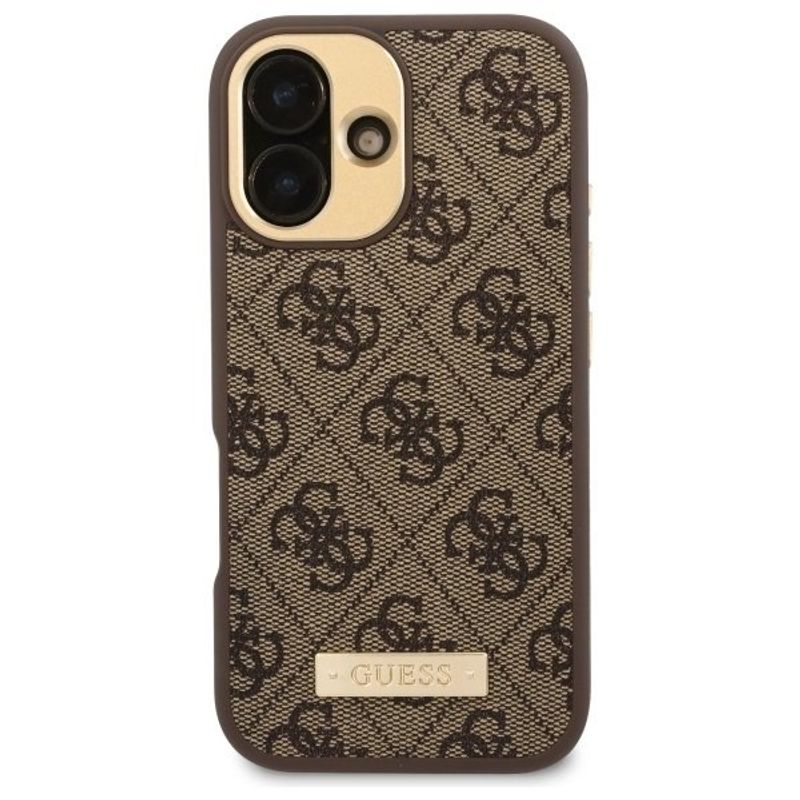 Laptop, Telefoane si Tablete - Telefoane mobile si accesorii - Accesorii Telefoane - Huse telefoane - Husa pentru iPhone 16 - Guess Hardcase 4G Logo Plate MagSafe (GUHMP16SU4GPRW) - Maro - Infinity.ro