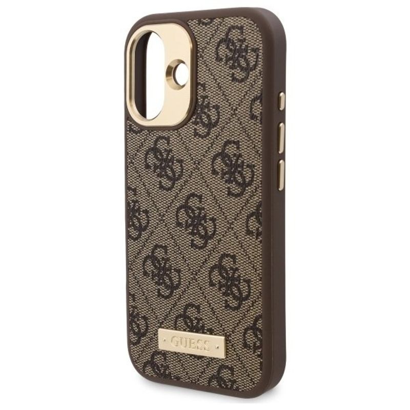 Laptop, Telefoane si Tablete - Telefoane mobile si accesorii - Accesorii Telefoane - Huse telefoane - Husa pentru iPhone 16 - Guess Hardcase 4G Logo Plate MagSafe (GUHMP16SU4GPRW) - Maro - Infinity.ro