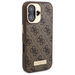 Laptop, Telefoane si Tablete - Telefoane mobile si accesorii - Accesorii Telefoane - Huse telefoane - Husa pentru iPhone 16 - Guess Hardcase 4G Logo Plate MagSafe (GUHMP16SU4GPRW) - Maro - Infinity.ro