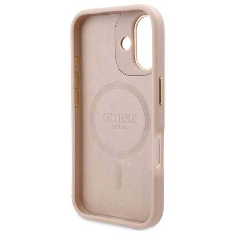 Laptop, Telefoane si Tablete - Telefoane mobile si accesorii - Accesorii Telefoane - Huse telefoane - Husa pentru iPhone 16 Plus - Guess Hardcase 4G Logo Plate MagSafe (GUHMP16MU4GPRP) - Roz - Infinity.ro
