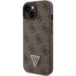 Laptop, Telefoane si Tablete - Telefoane mobile si accesorii - Accesorii Telefoane - Huse telefoane - Husa pentru iPhone 15 - Guess Leather 4G Triangle Strass (GUHCP15SP4TDPW) - Maro - Infinity.ro