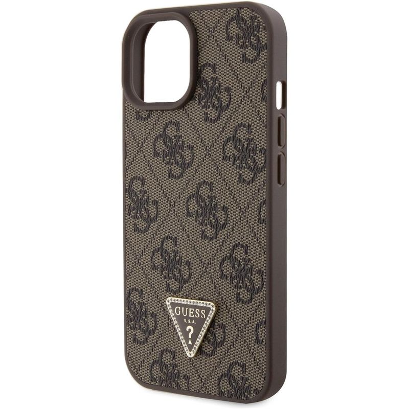 Laptop, Telefoane si Tablete - Telefoane mobile si accesorii - Accesorii Telefoane - Huse telefoane - Husa pentru iPhone 15 - Guess Leather 4G Triangle Strass (GUHCP15SP4TDPW) - Maro - Infinity.ro