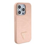 Laptop, Telefoane si Tablete - Telefoane mobile si accesorii - Accesorii Telefoane - Huse telefoane - Husa pentru iPhone 15 Pro Max - Guess Croco Triangle Metal Logo (GUHCP15XPCRTHCP) - Roz - Infinity.ro