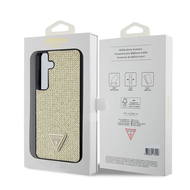 Laptop, Telefoane si Tablete - Telefoane mobile si accesorii - Accesorii Telefoane - Huse telefoane - Husa pentru Samsung Galaxy S24 Plus - Guess Rhinestone Triangle (GUHCS24MHDGPPD) - Auriu - Infinity.ro