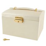 Fashion, accesorii si bijuterii - Femei - Bijuterii femei - Cutii bijuterii - bijuterii, 3 sertare, model Cufar, Bej - Infinity.ro