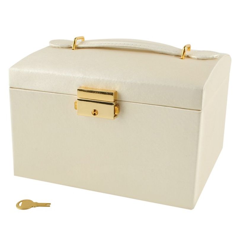 Fashion, accesorii si bijuterii - Femei - Bijuterii femei - Cutii bijuterii - bijuterii, 3 sertare, model Cufar, Bej - Infinity.ro