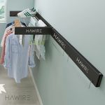 Market - Spalare si intretinere rufe - Uscatoare de rufe si accesorii - Uscator de rufe metalic glisant HAWIRE M-100, Montabil pe perete, Retractabil, 100X40cm, Negru - Infinity.ro