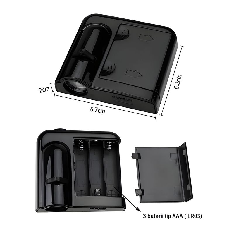 Auto si Moto - Electrice auto - Iluminare si semnalizare - Lumini ambientale - Set 2 proiectoare logo cu holograma pe led HAWIRE, Cu senzor, 3 baterii tip AAA, MERCEDES - Infinity.ro