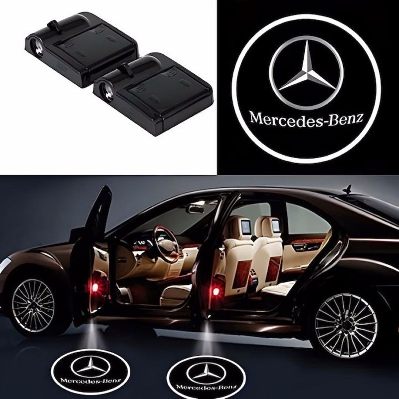 Auto si Moto - Electrice auto - Iluminare si semnalizare - Lumini ambientale - Set 2 proiectoare logo cu holograma pe led HAWIRE, Cu senzor, 3 baterii tip AAA, MERCEDES - Infinity.ro