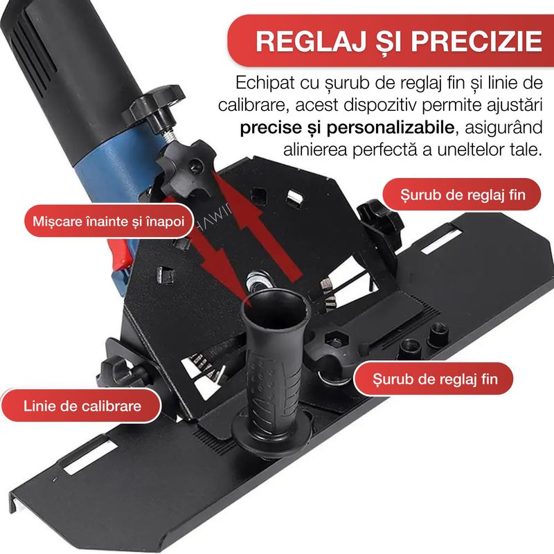 Casa si Gradina - Constructii - Scule electrice si accesorii - Accesorii polizare si slefuire - Adaptor polizor unghiular tip flex, HAWIRE Slider 45, taiere in 45 grade gresie si faianta, compatibil flex 115mm sau 125mm - Infinity.ro