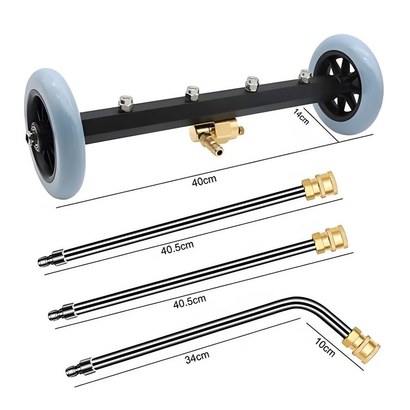 Casa si Gradina - Constructii - Scule electrice si accesorii - Aparate de spalat cu presiune - Dispozitiv de spalat sub presiune pe roti HAWIRE KR-4, 4 duze de pulverizare, 3 tije prelungire, Compatibil Karcher K2-K7 - Infinity.ro