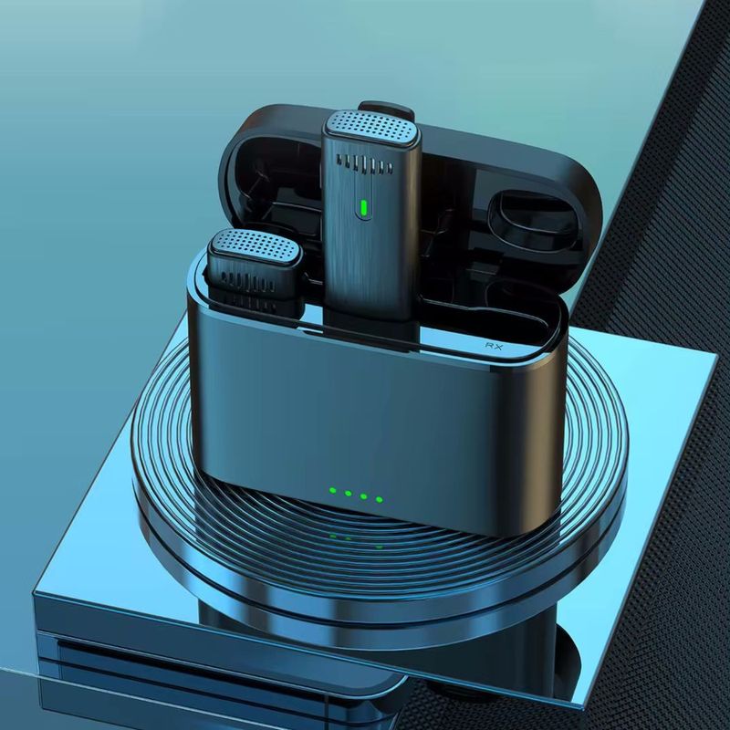 TV, Audio-Video si Foto - Audio profesionale - Microfoane - Set 2 microfoane profesionale tip lavaliera HAWIRE K-10, Wireless, Plug and Play, USB Type-C, Display digital,negru - Infinity.ro
