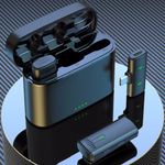 TV, Audio-Video si Foto - Audio profesionale - Microfoane - Set 2 microfoane profesionale tip lavaliera HAWIRE K-10, Wireless, Plug and Play, USB Type-C, Display digital,negru - Infinity.ro
