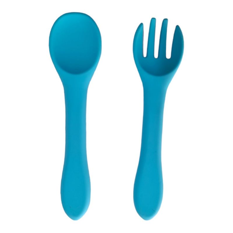 Jucarii, Copii si Bebe - Hrana si alaptare - Biberoane, suzete si accesorii hranire - Articole hranire bebelusi - Set hranire si diversificare bebelusi, silicon, 1 baveta, 1 farfurie, 1 bol cu ventuza, 2 lingurite 2 furculite, 1 cana cu pai, albastru - Infinity.ro