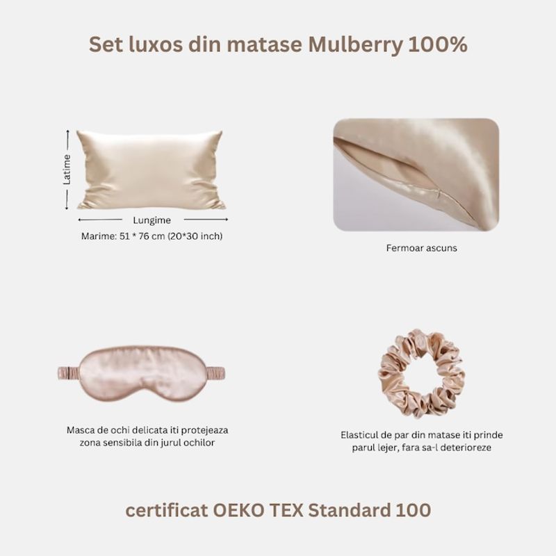 Casa si Gradina - Textile si covoare - Lenjerii de pat - Fete de perna - Set din matase naturala premium compus din fata de perna Lommad®, 100% matase Mulberry, 22 mm, 51x76 cm, roz - Infinity.ro