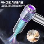 Auto si Moto - Intretinere auto - Aspiratoare auto - Aspirator de mana portabil fara fir, putere mare de aspirare 15000Pa, 3 viteze, baterie 6000mAh, - Infinity.ro