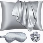 Casa si Gradina - Textile si covoare - Lenjerii de pat - Fete de perna - Set din matase naturala premium compus din fata de perna dimensiune 50x70cm, 100% matase Mulberry, 22 mm, silver grey - Infinity.ro