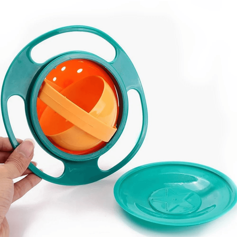 Jucarii, Copii si Bebe - Hrana si alaptare - Biberoane, suzete si accesorii hranire - Articole hranire bebelusi - Castron rotativ, protectie anti-varsare pentru copii, rotatie 360Grade 17cm, culoare albastru  ABYZ™ - Infinity.ro