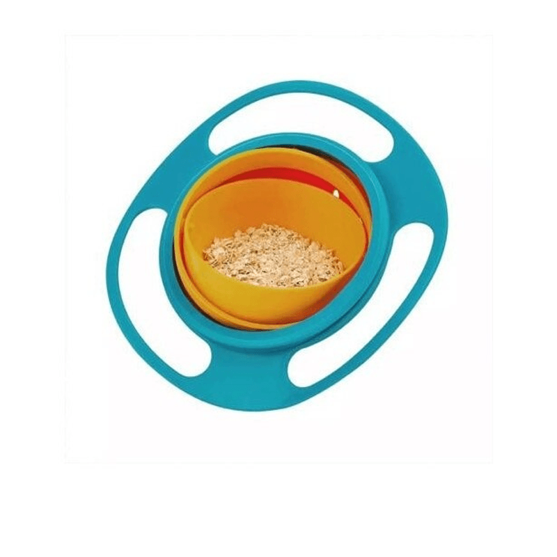 Jucarii, Copii si Bebe - Hrana si alaptare - Biberoane, suzete si accesorii hranire - Articole hranire bebelusi - Castron rotativ, protectie anti-varsare pentru copii, rotatie 360Grade 17cm, culoare albastru  ABYZ™ - Infinity.ro