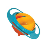 Jucarii, Copii si Bebe - Hrana si alaptare - Biberoane, suzete si accesorii hranire - Articole hranire bebelusi - Castron rotativ, protectie anti-varsare pentru copii, rotatie 360Grade 17cm, culoare albastru  ABYZ™ - Infinity.ro