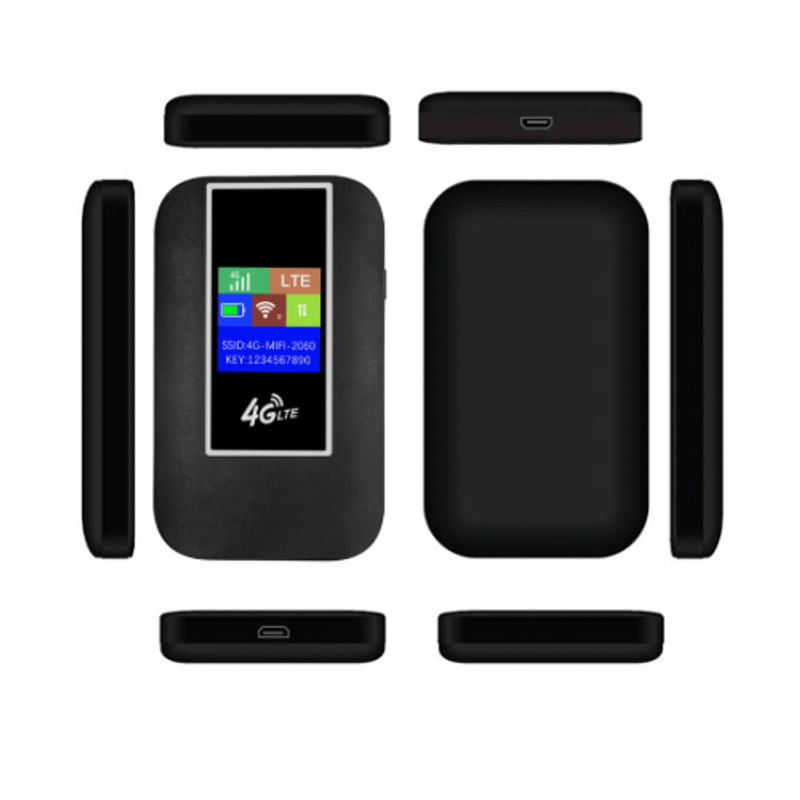 PC, gaming si accesorii - Retelistica - Wireless - Routere Wireless - Modem WIFI de buzunar 4G LTE, ambrasmart, Negru, Cu baterie si sloturi de card, Conexiune multipla, Ecran LCD, Type C - Infinity.ro