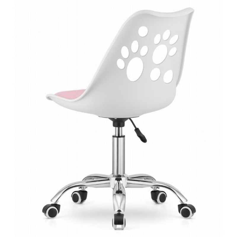 Casa si Gradina - Mobilier - Scaune si fotolii - Scaune - Scaun de Birou, Pivotant si Rotativ, Perna din Piele Ecologica si Sezut din PP, Cadru Metalic, 50 x 57 x 94 cm, Alb/Roz - Infinity.ro