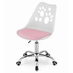 Casa si Gradina - Mobilier - Scaune si fotolii - Scaune - Scaun de Birou, Pivotant si Rotativ, Perna din Piele Ecologica si Sezut din PP, Cadru Metalic, 50 x 57 x 94 cm, Alb/Roz - Infinity.ro