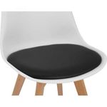 Casa si Gradina - Mobilier - Scaune si fotolii - Scaune - Set 2 Scaune cu Picioare din Lemn de Fag, Sezut din PP si Perna din Piele Ecologica, 49 x 43 x 82 cm, Alb cu Negru - Infinity.ro
