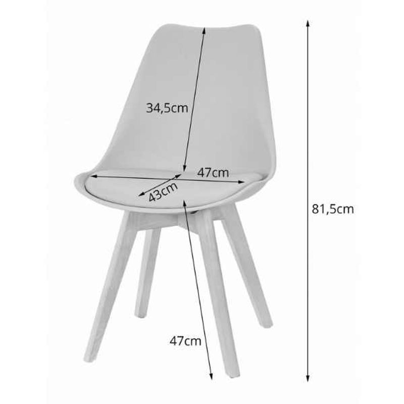 Casa si Gradina - Mobilier - Scaune si fotolii - Scaune - Set 2 Scaune cu Picioare din Lemn de Fag, Sezut din PP si Perna din Piele Ecologica, 49 x 43 x 82 cm, Alb cu Negru - Infinity.ro