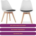 Casa si Gradina - Mobilier - Scaune si fotolii - Scaune - Set 2 Scaune cu Picioare din Lemn de Fag, Sezut din PP si Perna din Piele Ecologica, 49 x 43 x 82 cm, Alb cu Negru - Infinity.ro