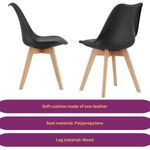 Casa si Gradina - Mobilier - Scaune si fotolii - Scaune - Set 2 Scaune cu Picioare din Lemn de Fag, Sezut din PP si Perna din Piele Ecologica, 49 x 43 x 82 cm, Negru cu Maro - Infinity.ro