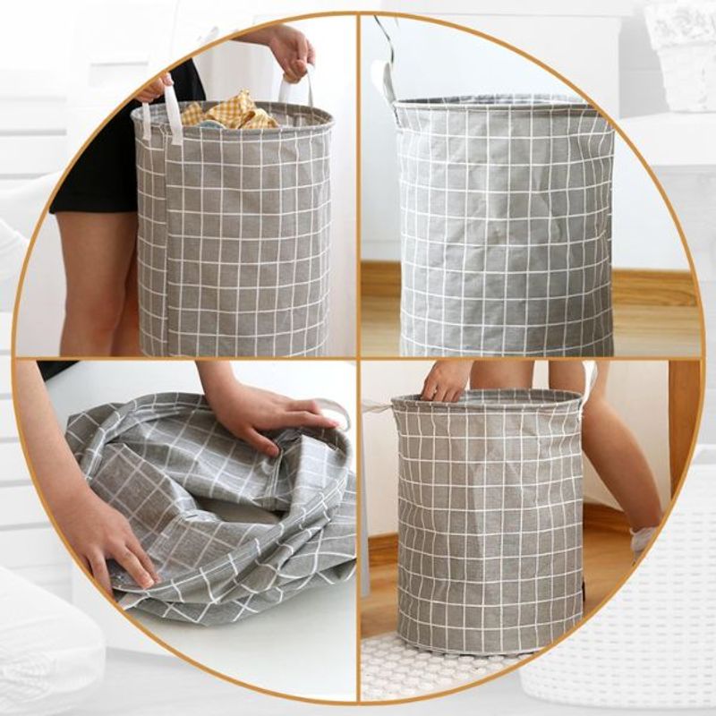 Market - Spalare si intretinere rufe - Uscatoare de rufe si accesorii - Cos pentru Rufe cu Manere, Impermeabil, Poliester, 40 x 50 cm,  80 Litri, Gri - Infinity.ro