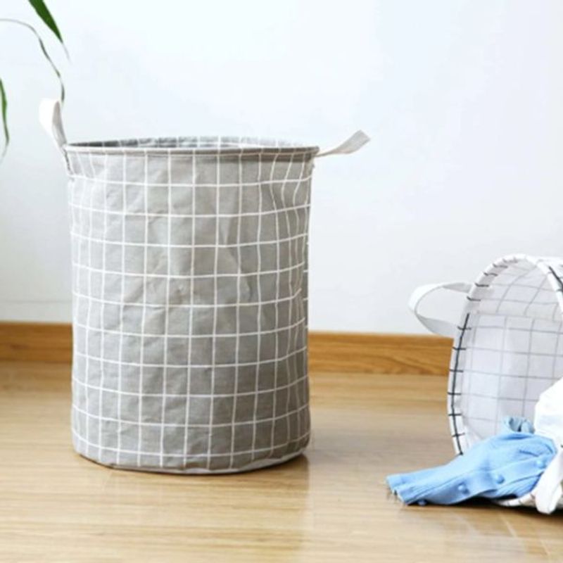 Market - Spalare si intretinere rufe - Uscatoare de rufe si accesorii - Cos pentru Rufe cu Manere, Impermeabil, Poliester, 40 x 50 cm,  80 Litri, Gri - Infinity.ro