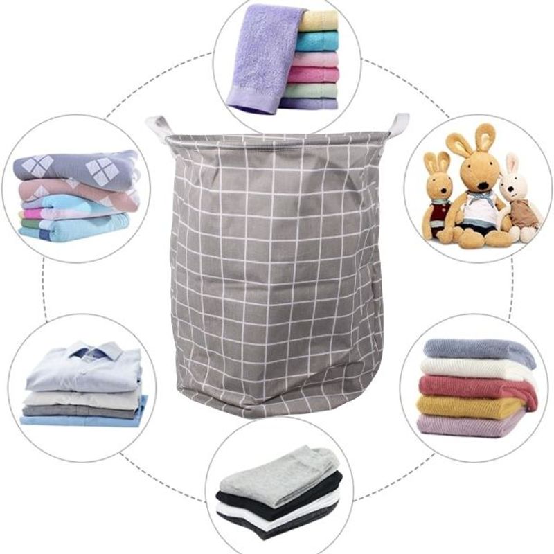 Market - Spalare si intretinere rufe - Uscatoare de rufe si accesorii - Cos pentru Rufe cu Manere, Impermeabil, Poliester, 40 x 50 cm,  80 Litri, Gri - Infinity.ro
