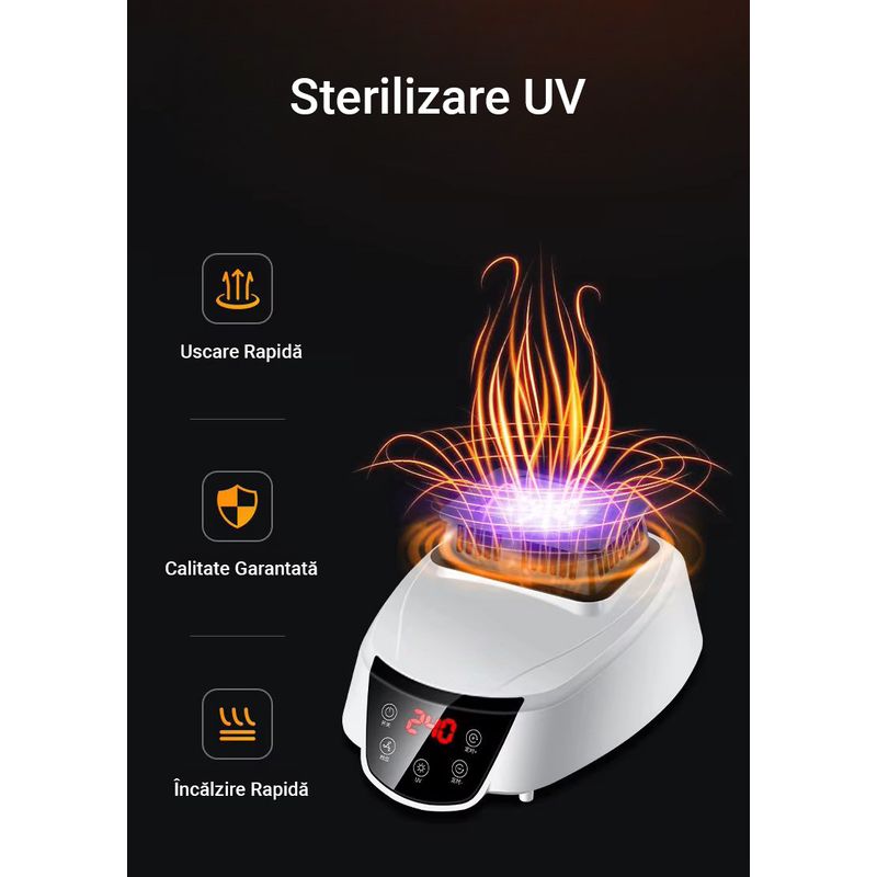 Market - Spalare si intretinere rufe - Uscatoare de rufe si accesorii - Uscator de rufe cu sterilizare UV, pliabil, portabil, aer cald circulant, temporizator, ecran tactil, albastru - Infinity.ro