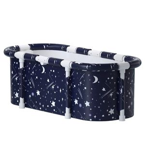 Cada pliabila Premium pentru copii, adulti, familie, portabila, rol de tratament SPA, 120 cm x 55 cm, albastru