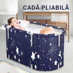 Casa si Gradina - Sanitare - Cazi si cabine de dus - Cazi baie - Cada pliabila Premium pentru copii, adulti, familie, portabila, rol de tratament SPA, 120 cm x 55 cm, albastru - Infinity.ro
