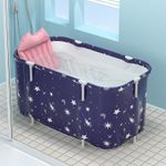 Casa si Gradina - Sanitare - Cazi si cabine de dus - Cazi baie - Cada pliabila Premium pentru copii, adulti, familie, portabila, rol de tratament SPA, 120 cm x 55 cm, albastru - Infinity.ro