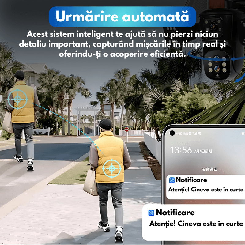 Laptop, Telefoane si Tablete - Wearables si gadgeturi - Gadgeturi - Dispozitive spionaj - Camera de supraveghere tripla, P8, 16MP, 720 grade, ultra HD 8K, Wi-Fi, vedere nocturna, senzor de miscare, alarma - Infinity.ro