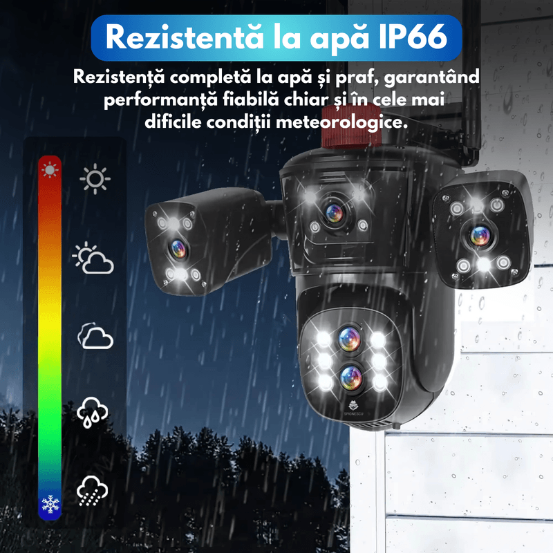 Laptop, Telefoane si Tablete - Wearables si gadgeturi - Gadgeturi - Dispozitive spionaj - Camera de supraveghere tripla, P8, 16MP, 720 grade, ultra HD 8K, Wi-Fi, vedere nocturna, senzor de miscare, alarma - Infinity.ro
