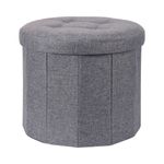 Casa si Gradina - Mobilier - Scaune si fotolii - Tabureti - Taburet pliabil rotund cu spatiu de depozitare - Storage Solutions®, tip cutie, culoare gri, 45x45x39 cm - Infinity.ro