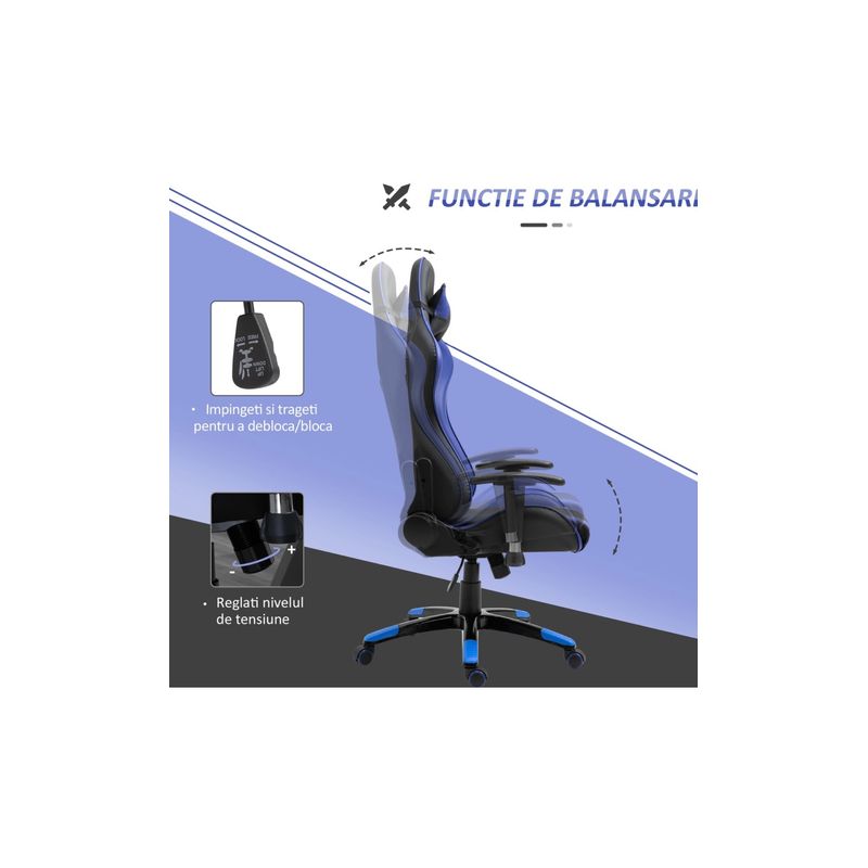 PC, gaming si accesorii - Gaming - Accesorii gaming - Scaune gaming - Scaun Gaming Extreme1 din Piele Sintetica Rotativ si Reclinabil cu Sustinere Lombara - Infinity.ro