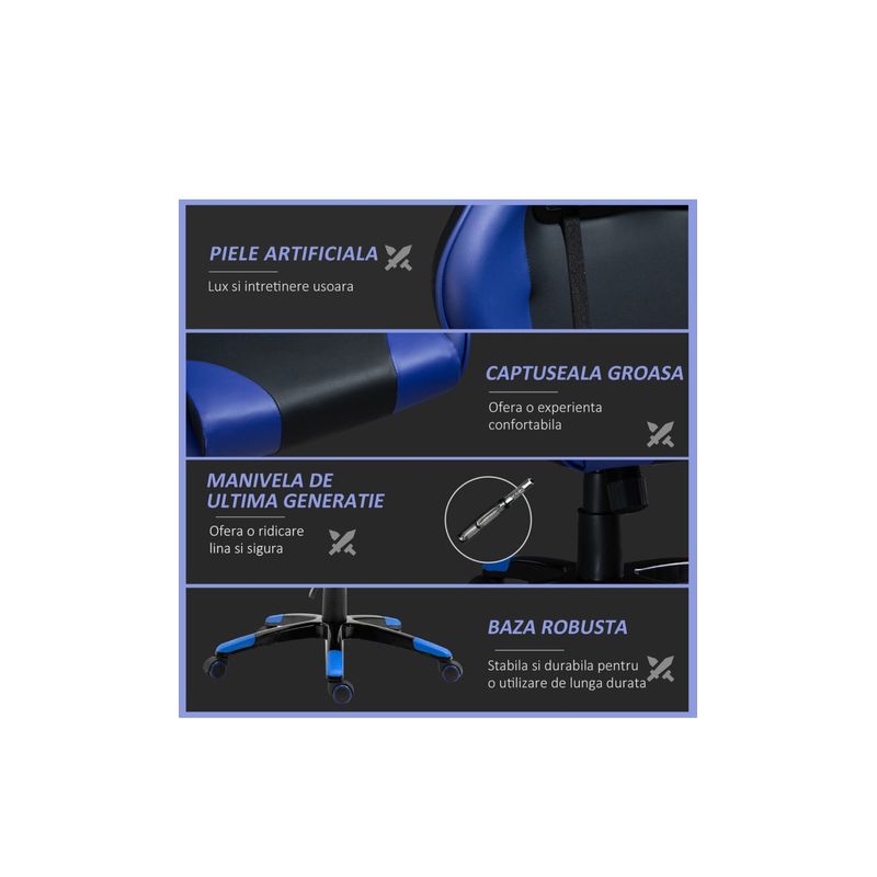 PC, gaming si accesorii - Gaming - Accesorii gaming - Scaune gaming - Scaun Gaming Extreme1 din Piele Sintetica Rotativ si Reclinabil cu Sustinere Lombara - Infinity.ro