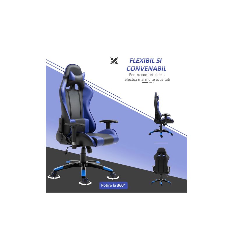 PC, gaming si accesorii - Gaming - Accesorii gaming - Scaune gaming - Scaun Gaming Extreme1 din Piele Sintetica Rotativ si Reclinabil cu Sustinere Lombara - Infinity.ro