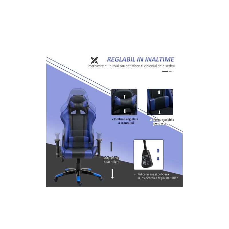 PC, gaming si accesorii - Gaming - Accesorii gaming - Scaune gaming - Scaun Gaming Extreme1 din Piele Sintetica Rotativ si Reclinabil cu Sustinere Lombara - Infinity.ro