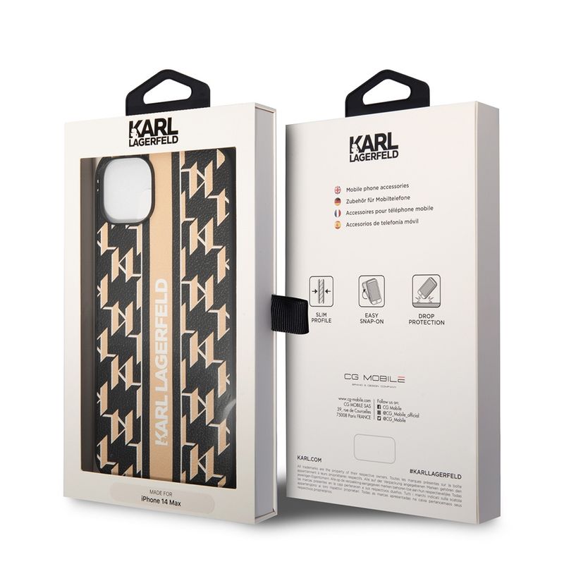 Laptop, Telefoane si Tablete - Telefoane mobile si accesorii - Accesorii Telefoane - Huse telefoane - Husa iPhone 14 Plus - Karl Lagerfeld Hardcase Monogram (KLHCP14MPGKLSKW) - Maro Stripe - Infinity.ro