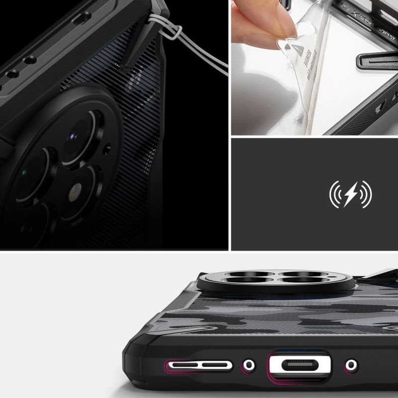 Laptop, Telefoane si Tablete - Telefoane mobile si accesorii - Accesorii Telefoane - Huse telefoane - Husa pentru OnePlus 13 - Ringke Fusion X Design - Negru camuflaj - Infinity.ro