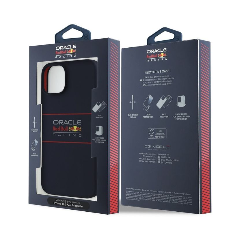 Laptop, Telefoane si Tablete - Telefoane mobile si accesorii - Accesorii Telefoane - Huse telefoane - Husa pentru iPhone 14 - RosuBull Racing Silicone Horizontal CenteRosuLogo MagSafe (RBHMP14S24SIHSRV) - Albastru inchis - Infinity.ro