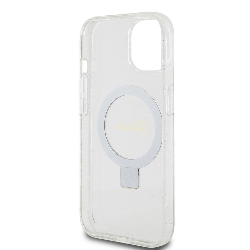 Laptop, Telefoane si Tablete - Telefoane mobile si accesorii - Accesorii Telefoane - Huse telefoane - Husa pentru iPhone 15 - Guess Ring Stand Script Glitter MagSafe (GUHMP15SHRSGSD) - Transparent - Infinity.ro